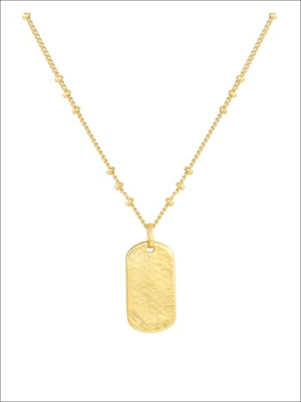 Griffin Dog Tag Necklace 19 Inch 18k Gold Plated Cross-Hatched Layering